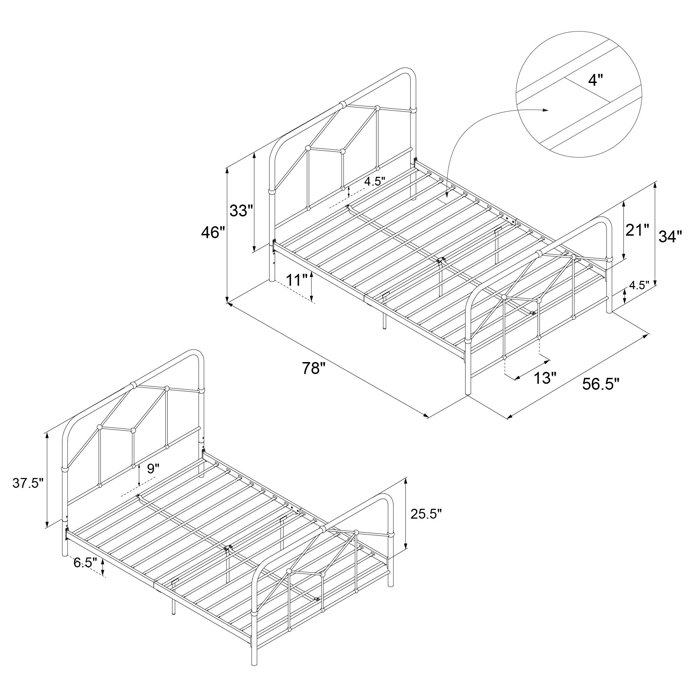 Novogratz Francis Metal OpenFrame Bed & Reviews Wayfair